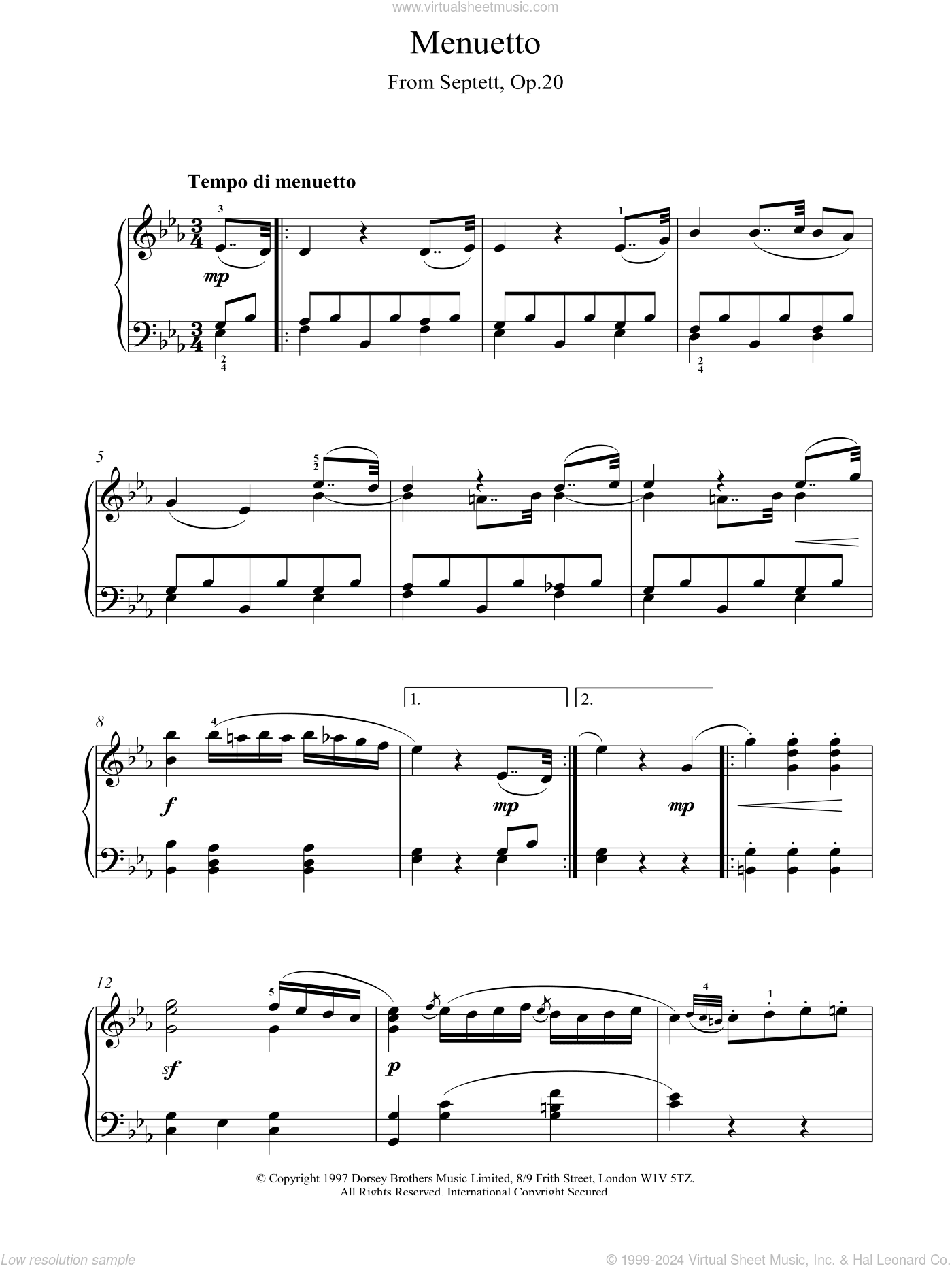 Menuett From Septet Op.20