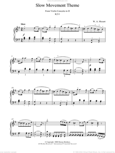 Slow Movement Theme from Violin Concerto in D