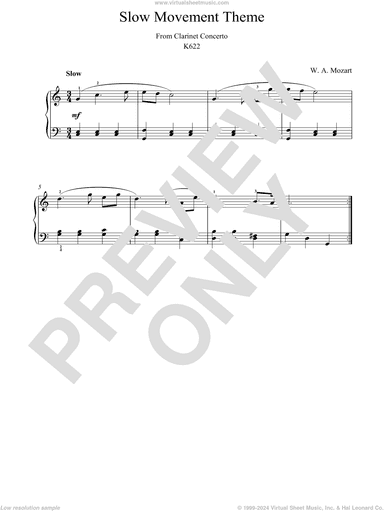 Slow Movement Theme from Clarinet Concerto
