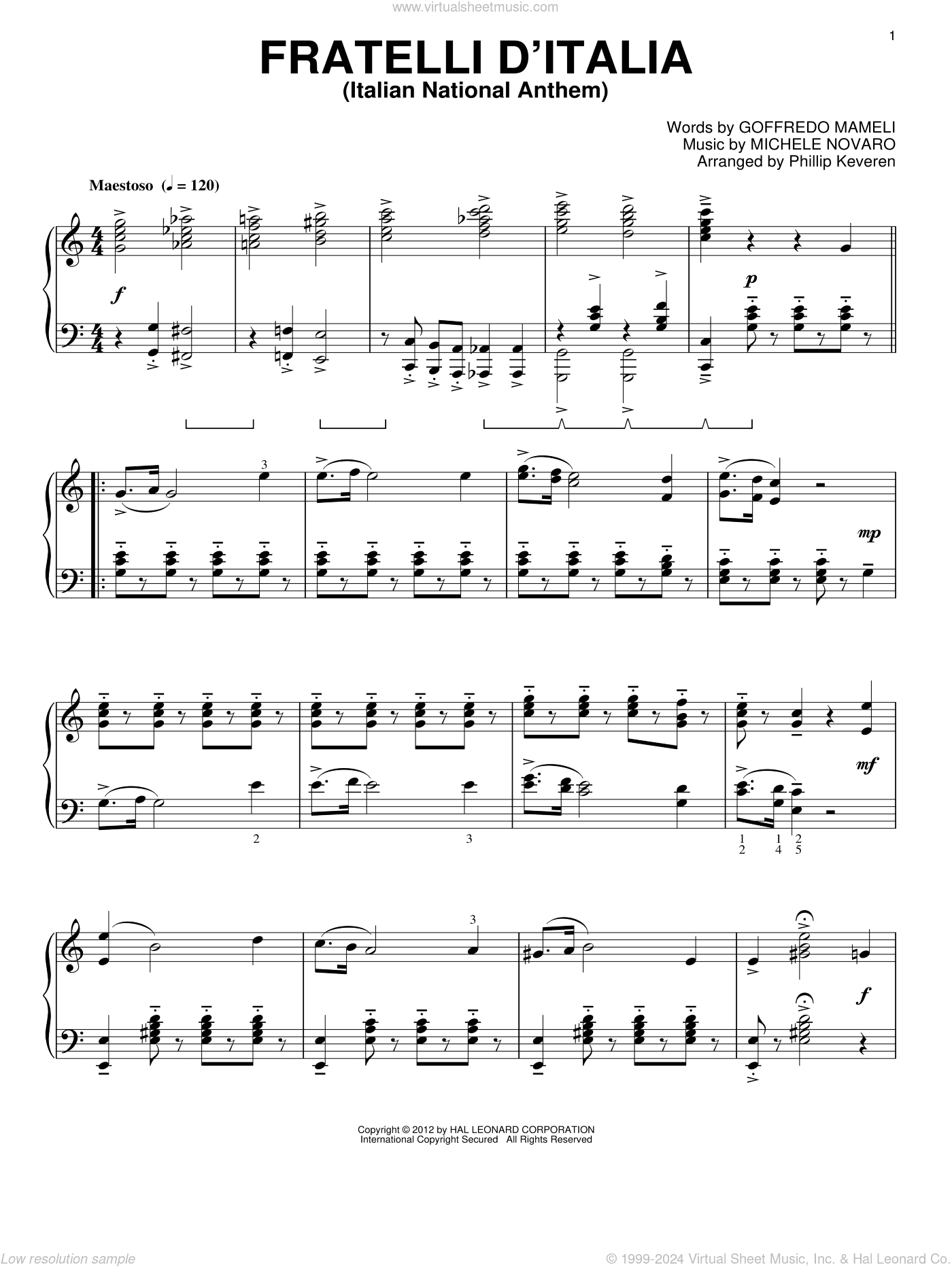 Italian National Anthem (Fratelli d'Italia) (arr. Phillip Keveren)