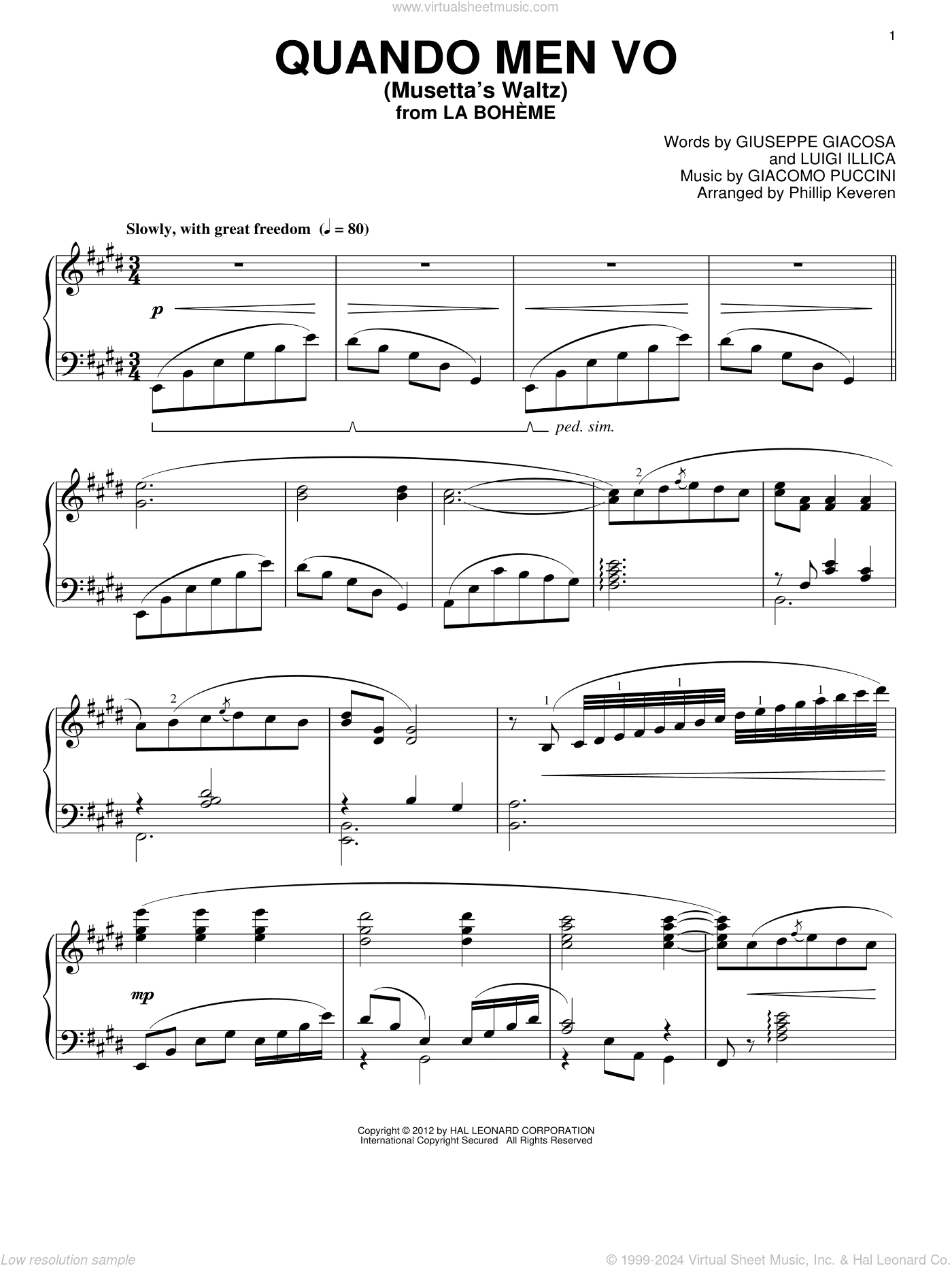 Musetta's Waltz (Quando Men Vo) (arr. Phillip Keveren)