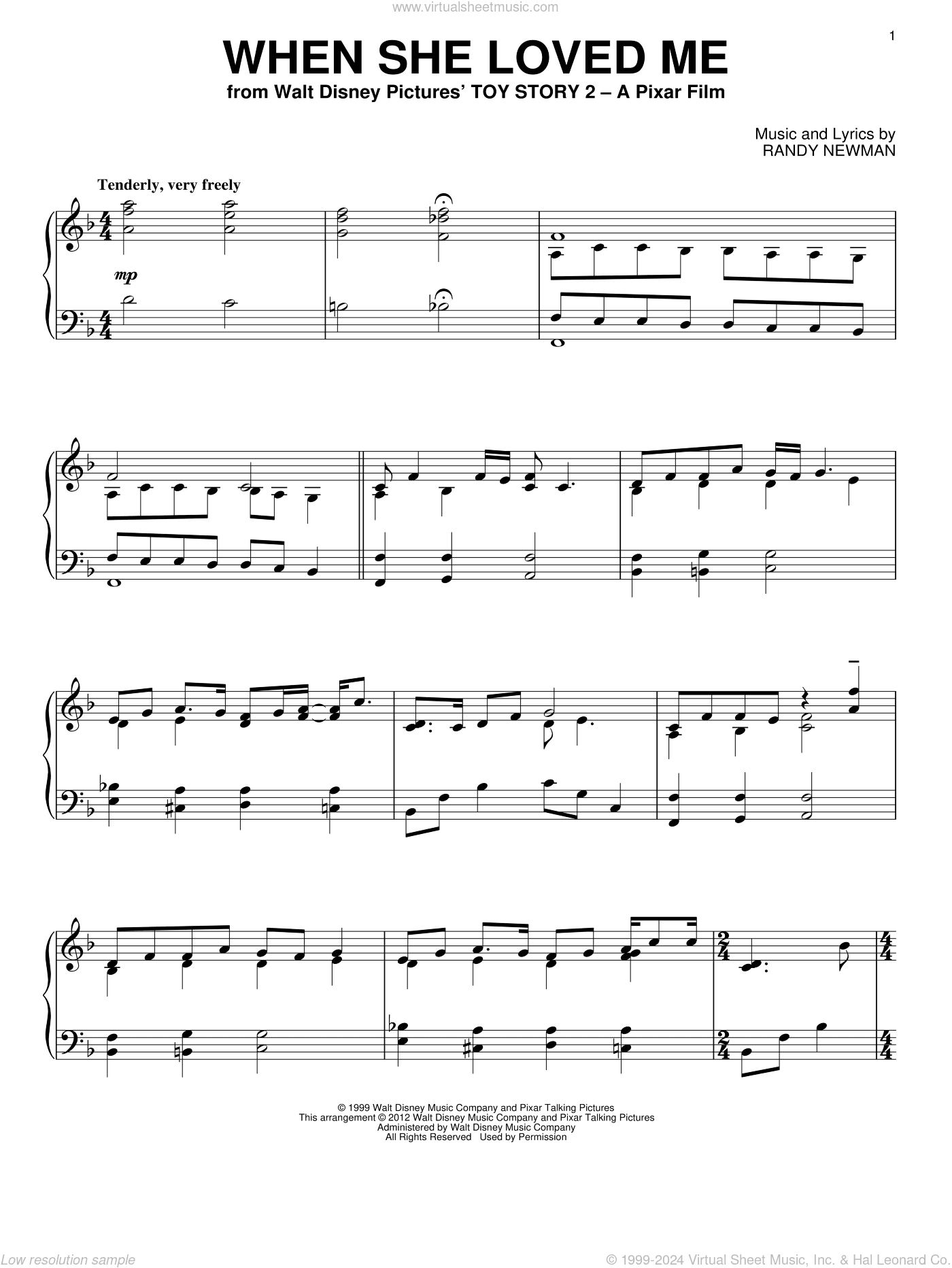 When She Loved Me (from Toy Story 2), (intermediate)