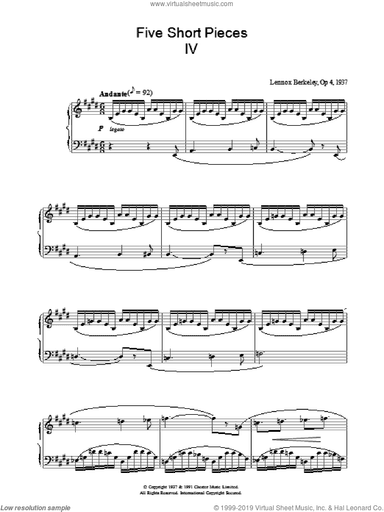 Five Short Pieces, No. 4, Op. 4