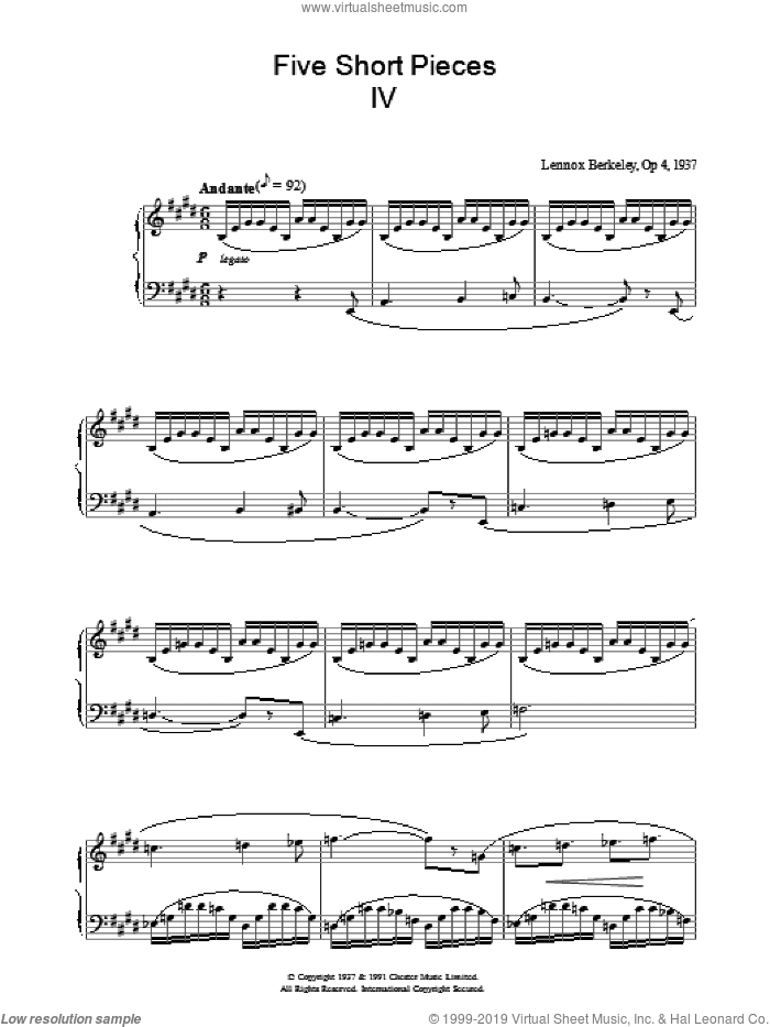 Five Short Pieces, No. 4, Op. 4