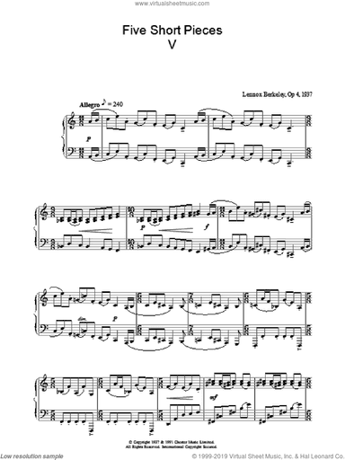 Five Short Pieces, No. 5, Op. 4