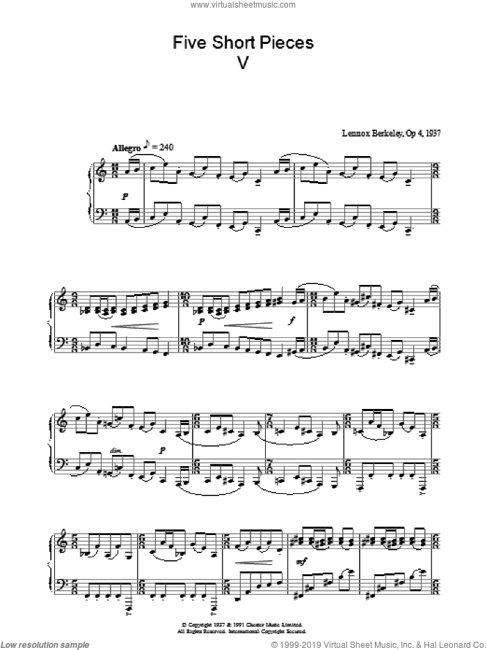 Five Short Pieces, No. 5, Op. 4