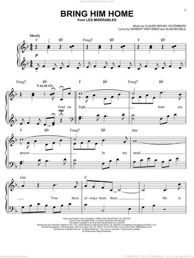 Bring Him Home (from Les Miserables), (easy)