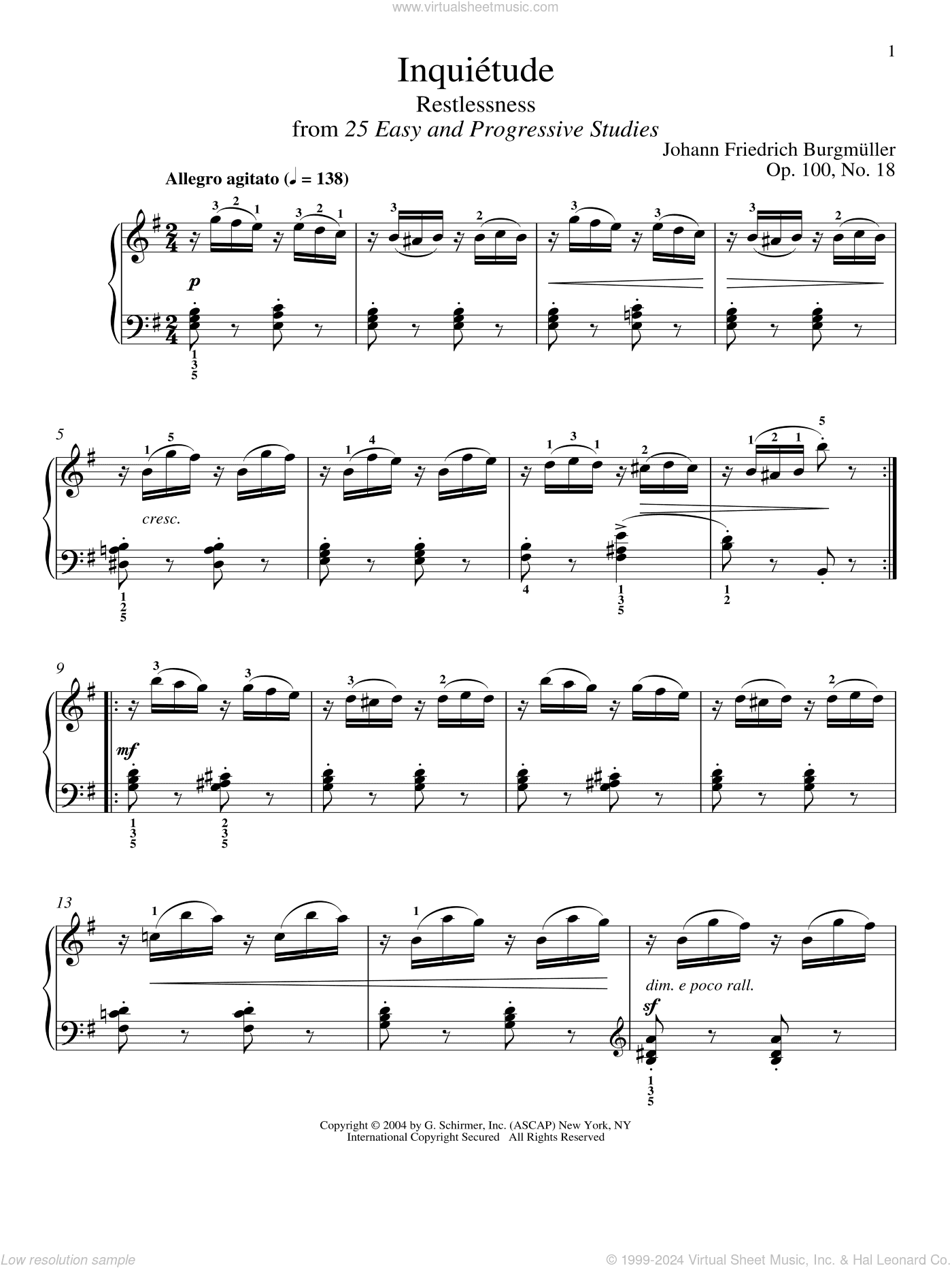 Inquietude, Op. 100, No. 18