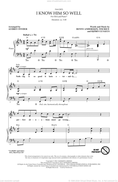 I Know Him So Well (from Chess) (arr. Audrey Snyder)