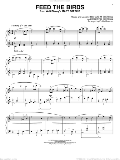 Feed The Birds (Tuppence A Bag) [Classical version] (from Mary Poppins) (arr. Phillip Keveren)