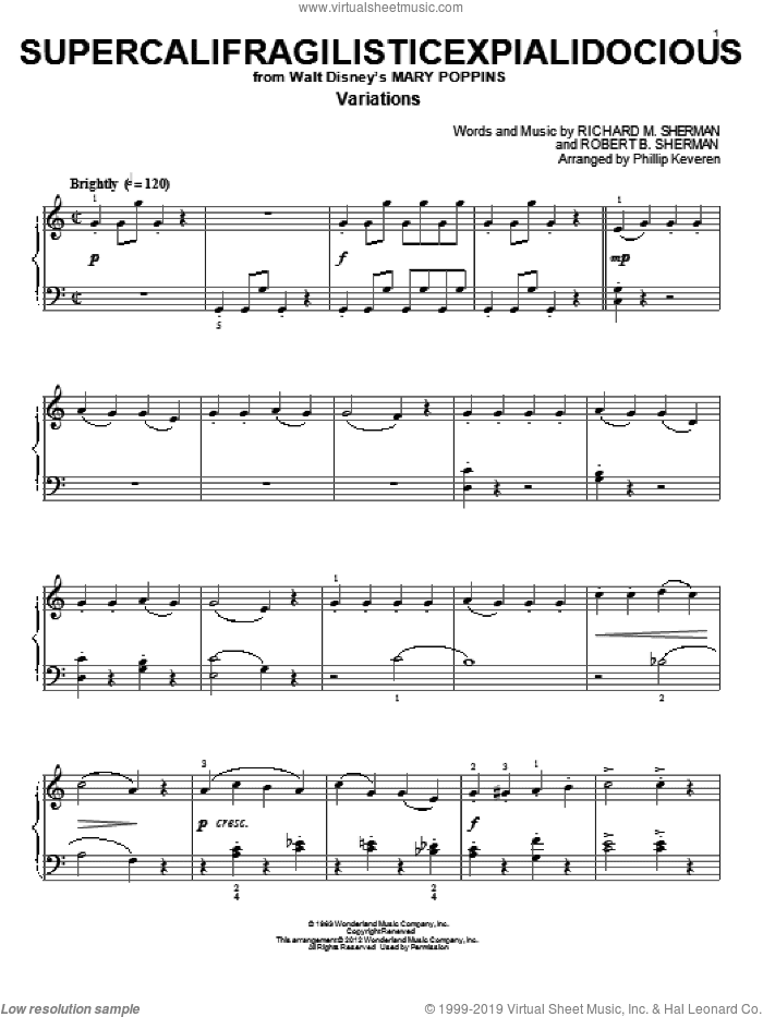 Supercalifragilisticexpialidocious [Classical version] (from Mary Poppins) (arr. Phillip Keveren)