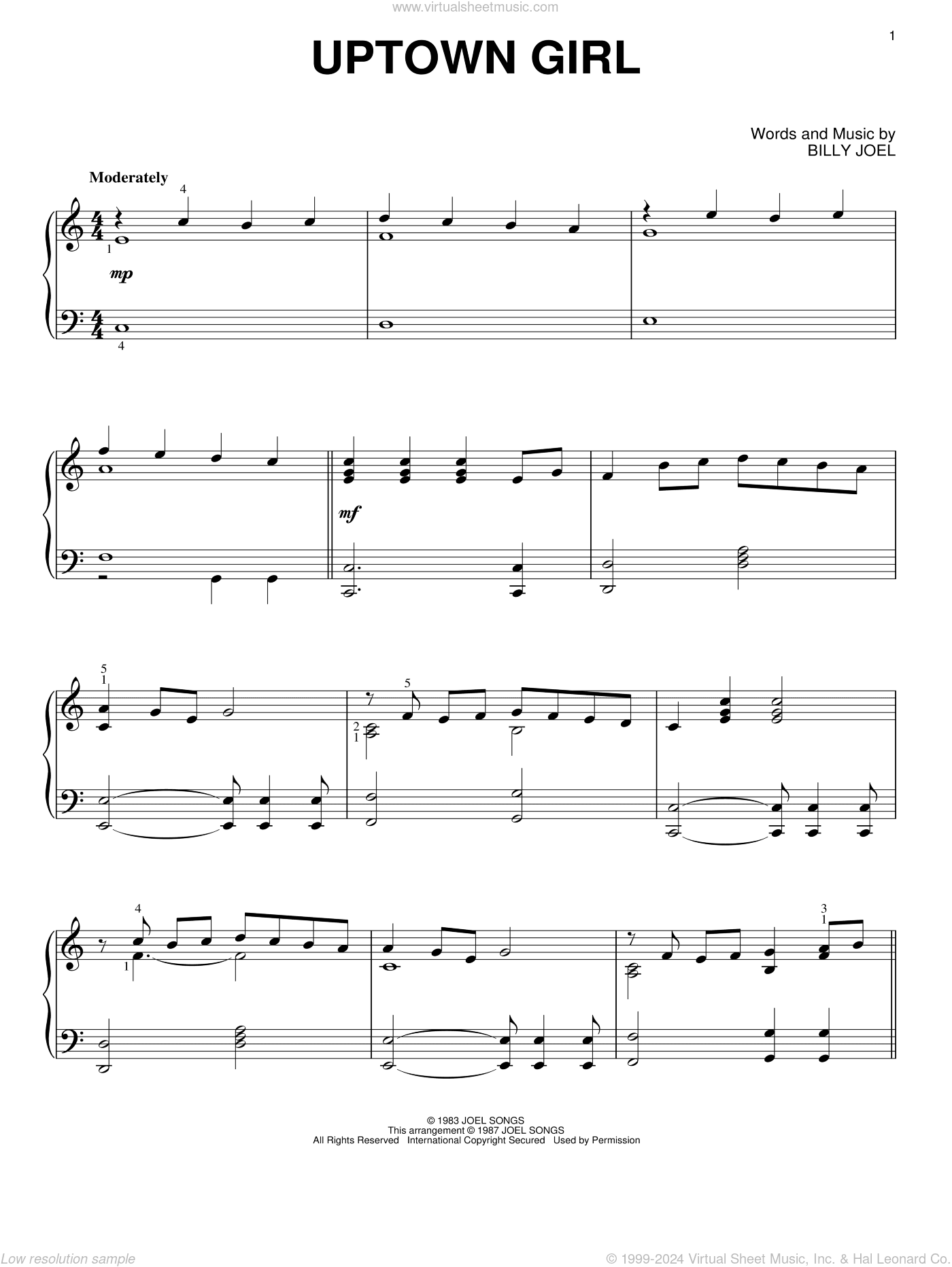 Uptown Girl, (intermediate)