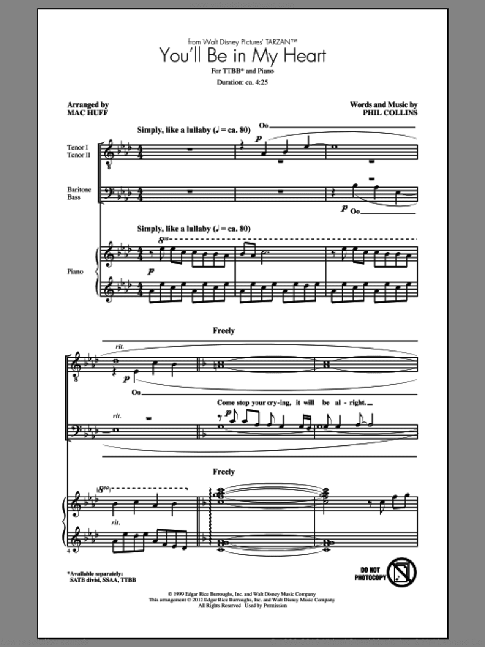 You'll Be In My Heart (from Tarzan) (arr. Mac Huff)