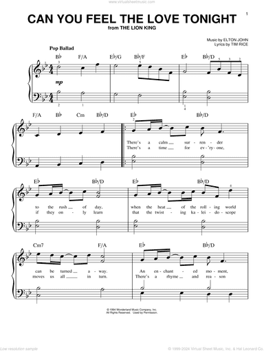 Can You Feel The Love Tonight (from The Lion King)