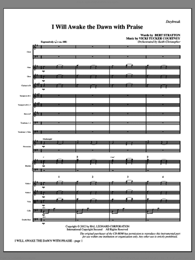 I Will Awake the Dawn with Praise (complete set of parts)