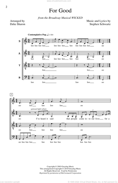 For Good (from Wicked) (arr. Deke Sharon)