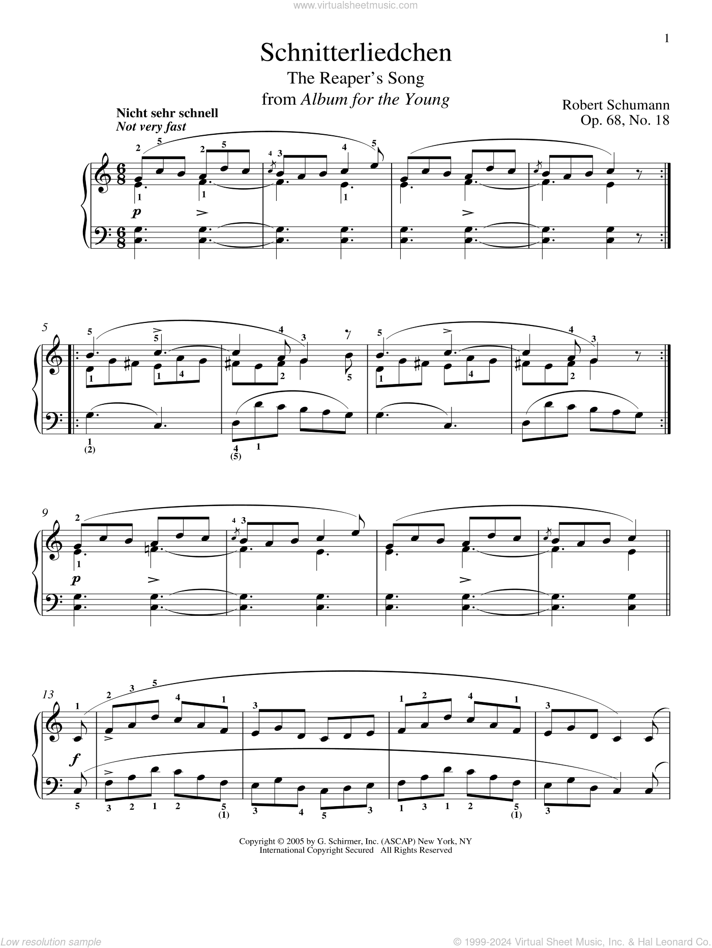 The Reaper's Song, Op. 68, No. 18 (Schnitterliedchen)