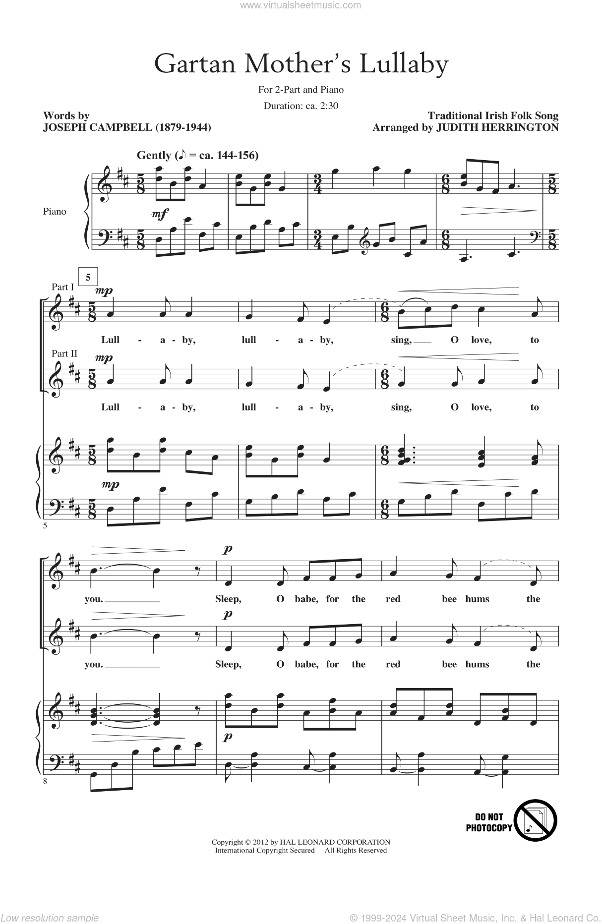 Gartan Mother's Lullaby (arr. Judith Herrington)