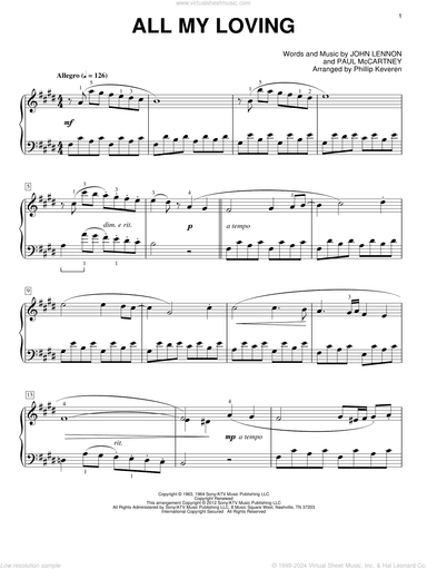All My Loving [Classical version] (arr. Phillip Keveren)