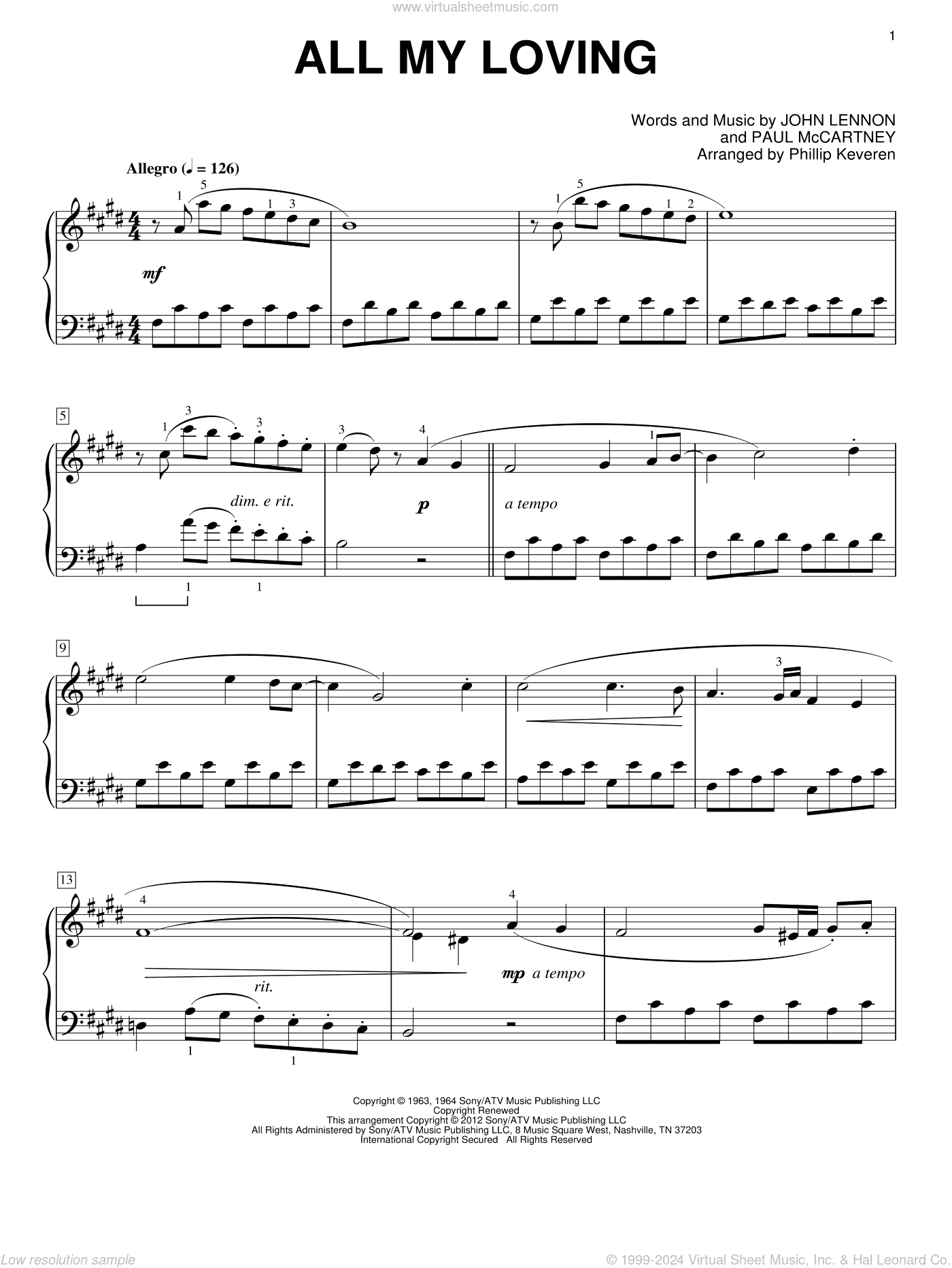 All My Loving [Classical version] (arr. Phillip Keveren)