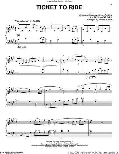 Ticket To Ride [Classical version] (arr. Phillip Keveren)