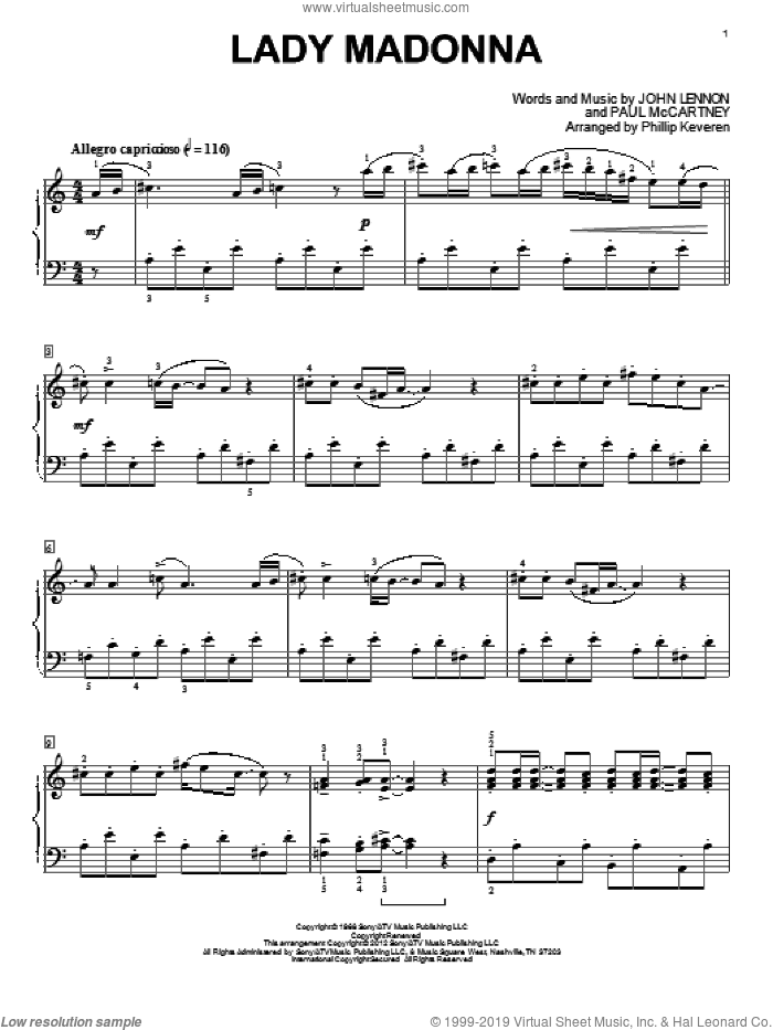Lady Madonna [Classical version] (arr. Phillip Keveren)