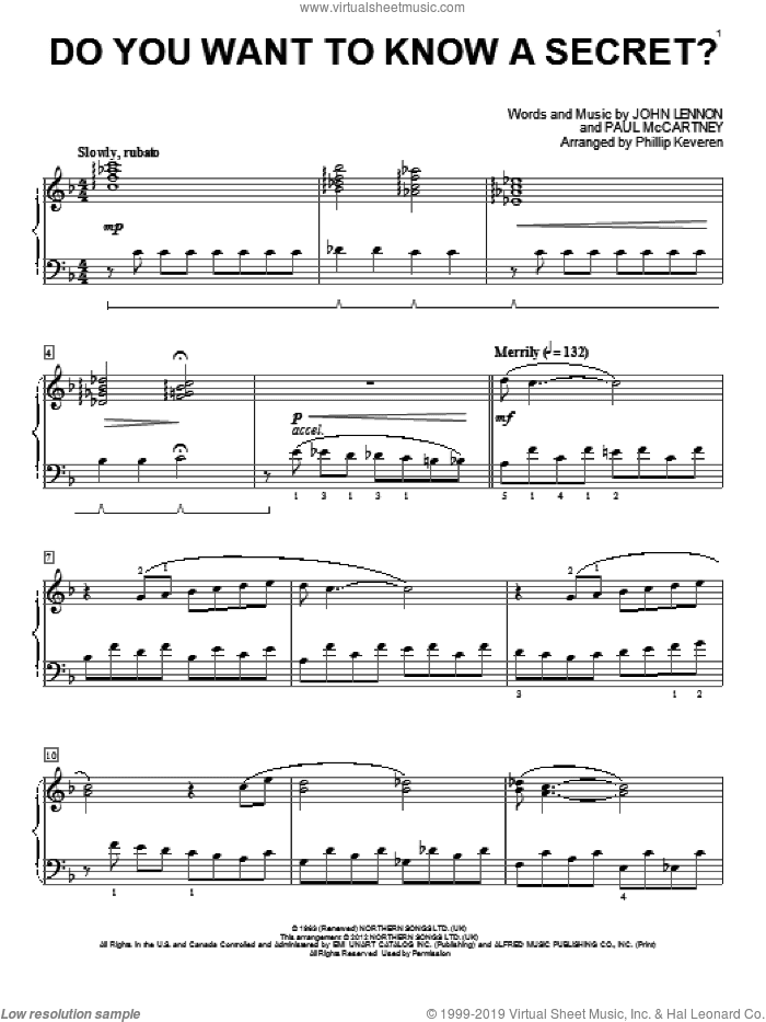 Do You Want To Know A Secret? [Classical version] (arr. Phillip Keveren)
