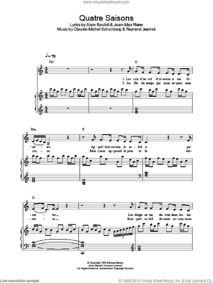 Quatre Saisons Pour Un Amour (from La Revolution Francaise)