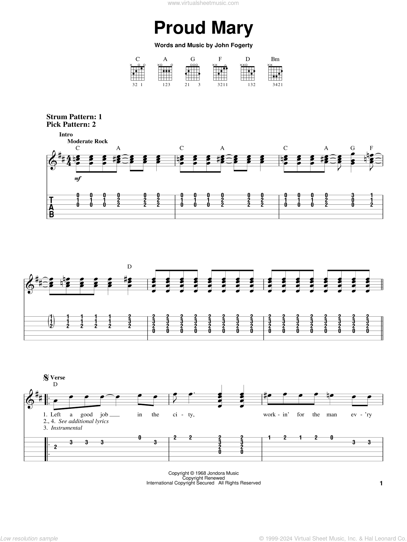 Proud Mary, (easy)