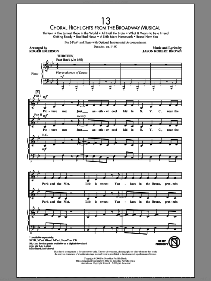 13 (Choral Highlights From The Broadway Musical) (arr. Roger Emerson) - Drums
