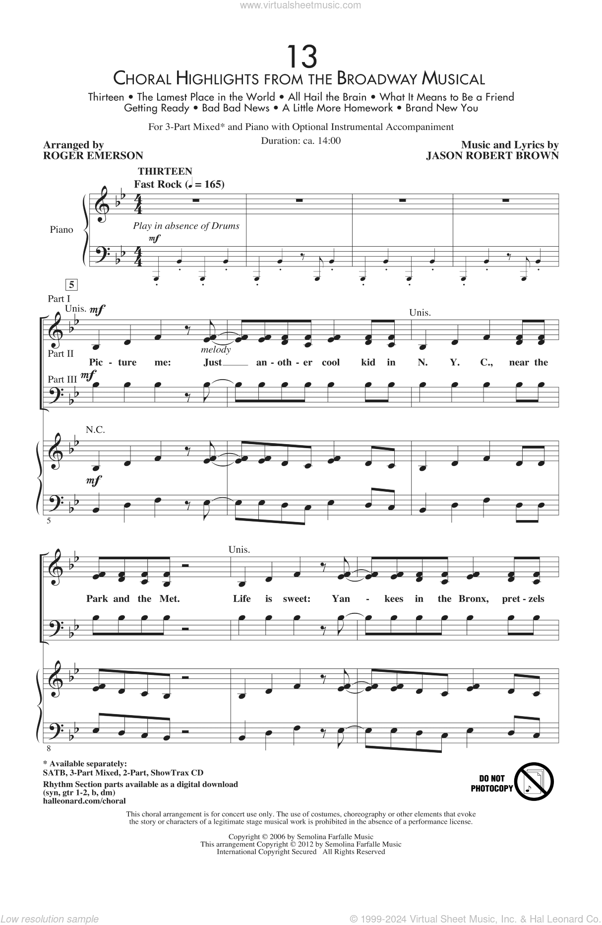 13 (Choral Highlights From The Broadway Musical) (arr. Roger Emerson)