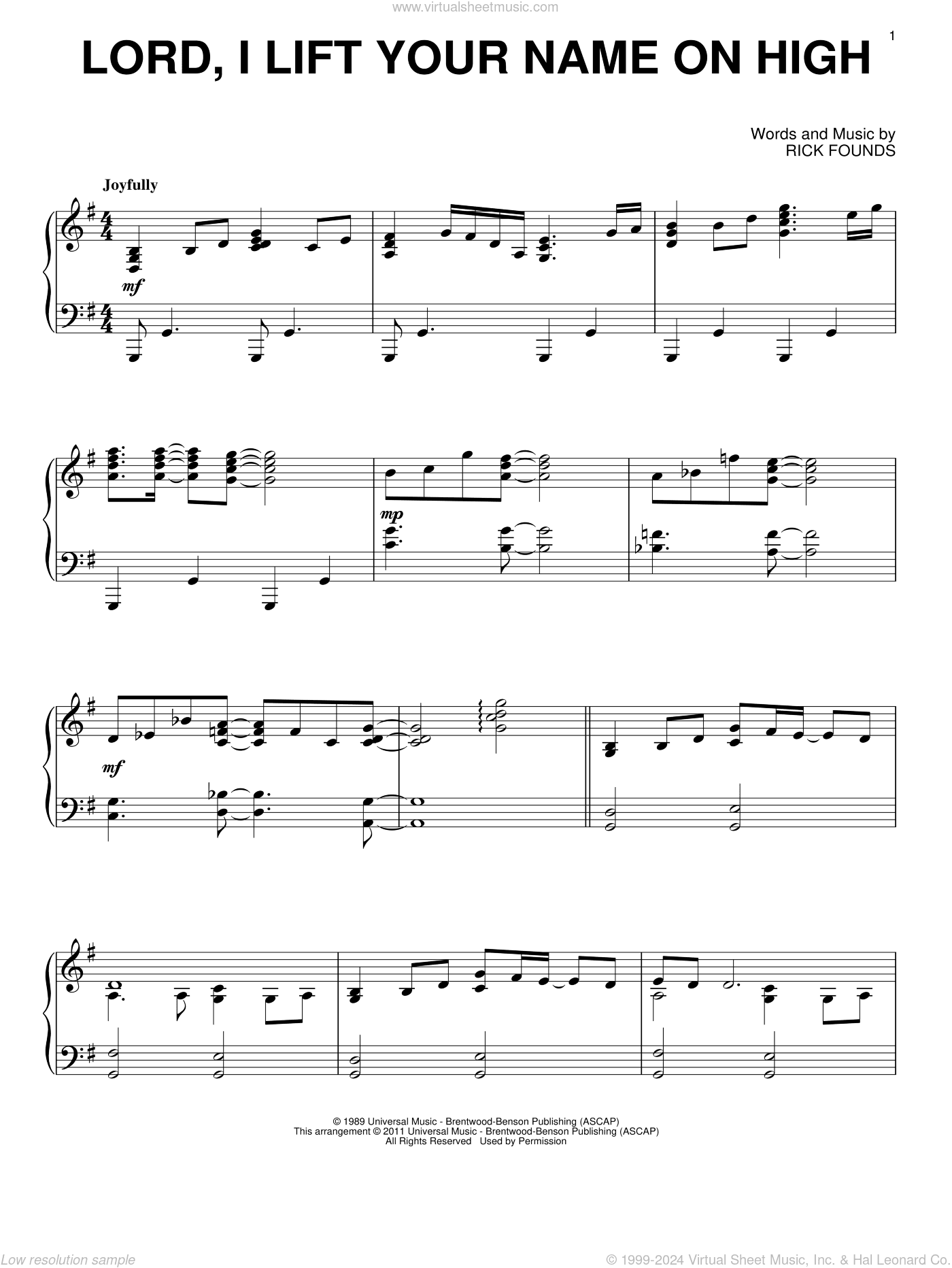 Lord, I Lift Your Name On High, (intermediate)