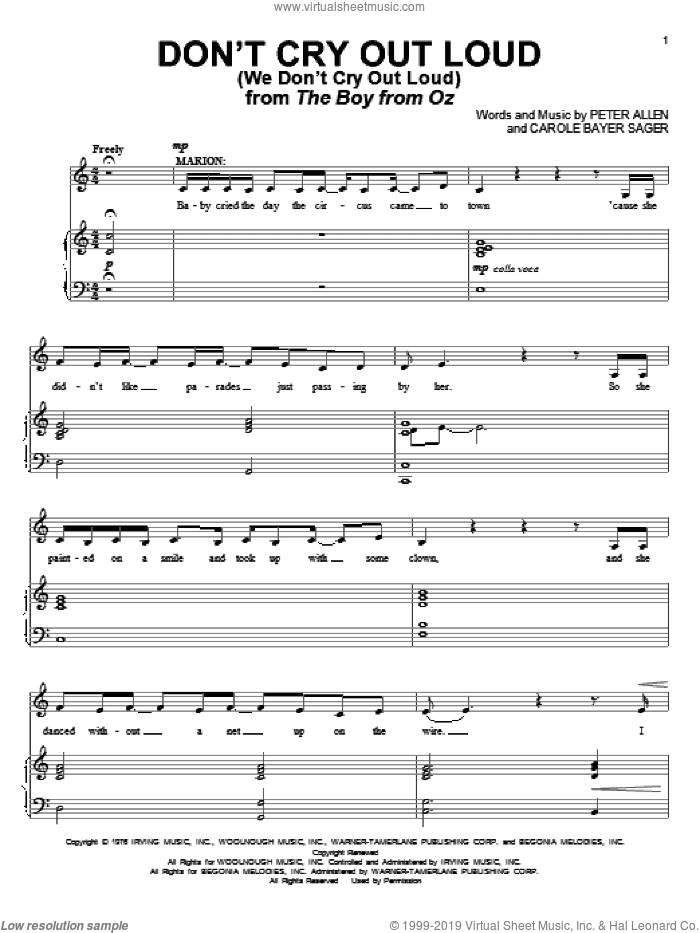 Don't Cry Out Loud (We Don't Cry Out Loud) (from The Boy From Oz)