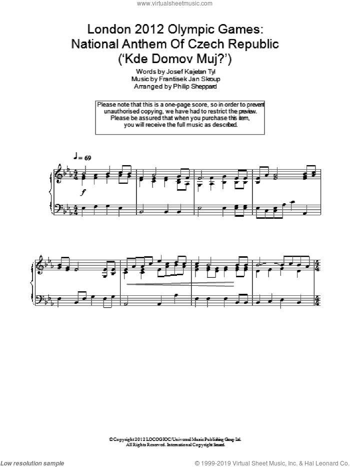 London 2012 Olympic Games: National Anthem Of Czech Republic ('Kde Domov Muj?')