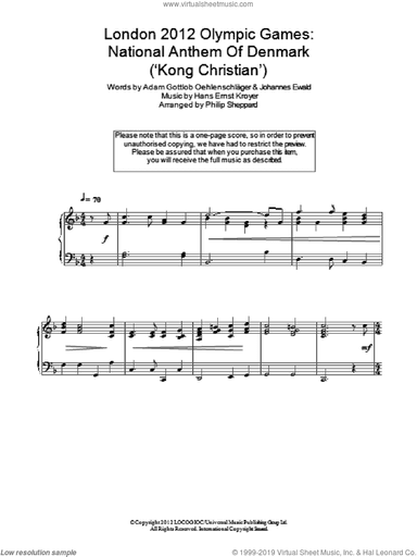 London 2012 Olympic Games: National Anthem Of Denmark ('Kong Christian')