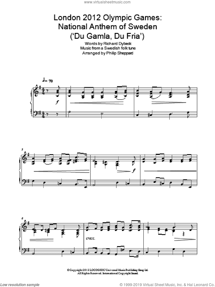 London 2012 Olympic Games: National Anthem Of Sweden ('Du Gamla, Du Fria')
