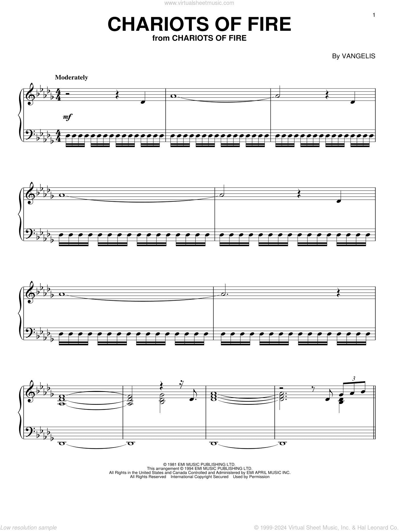 Chariots Of Fire, (intermediate)