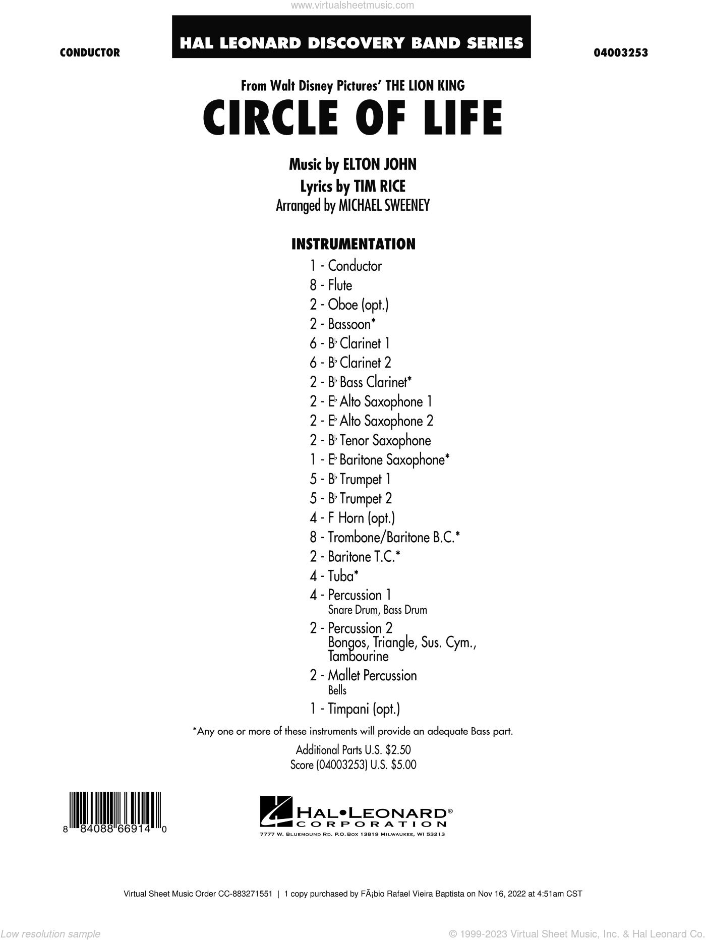 Circle of Life (from The Lion King) (arr. Michael Sweeney)