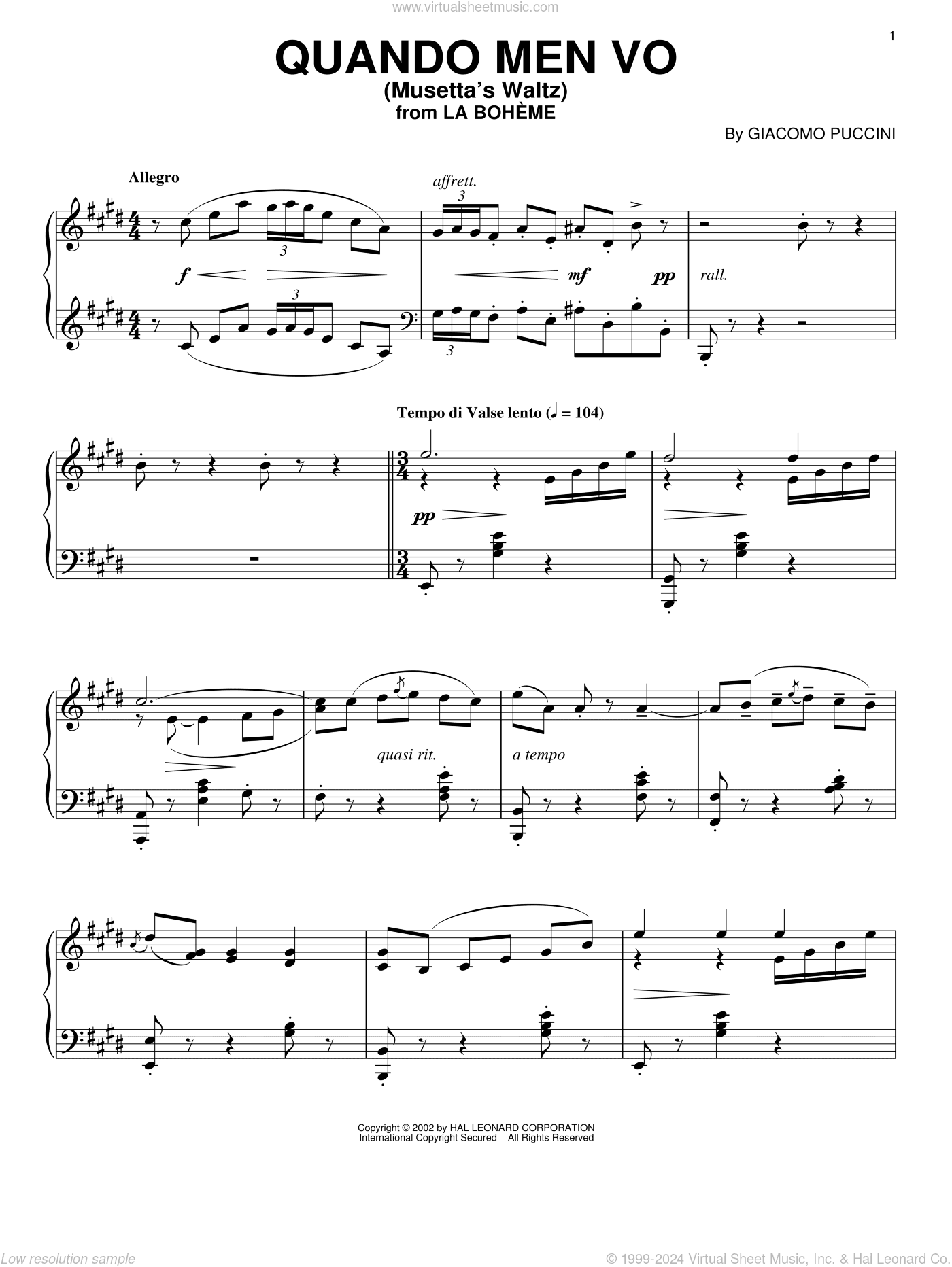 Quando Men Vo (Musetta's Waltz)