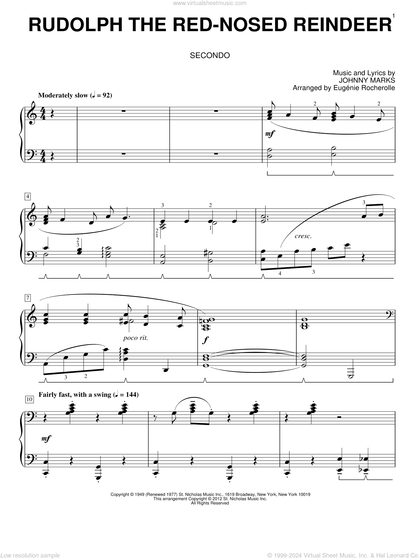 Rudolph The Red-Nosed Reindeer (arr. Eugenie Rocherolle)
