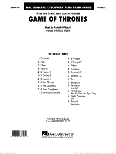 Game Of Thrones (arr. Michael Brown)