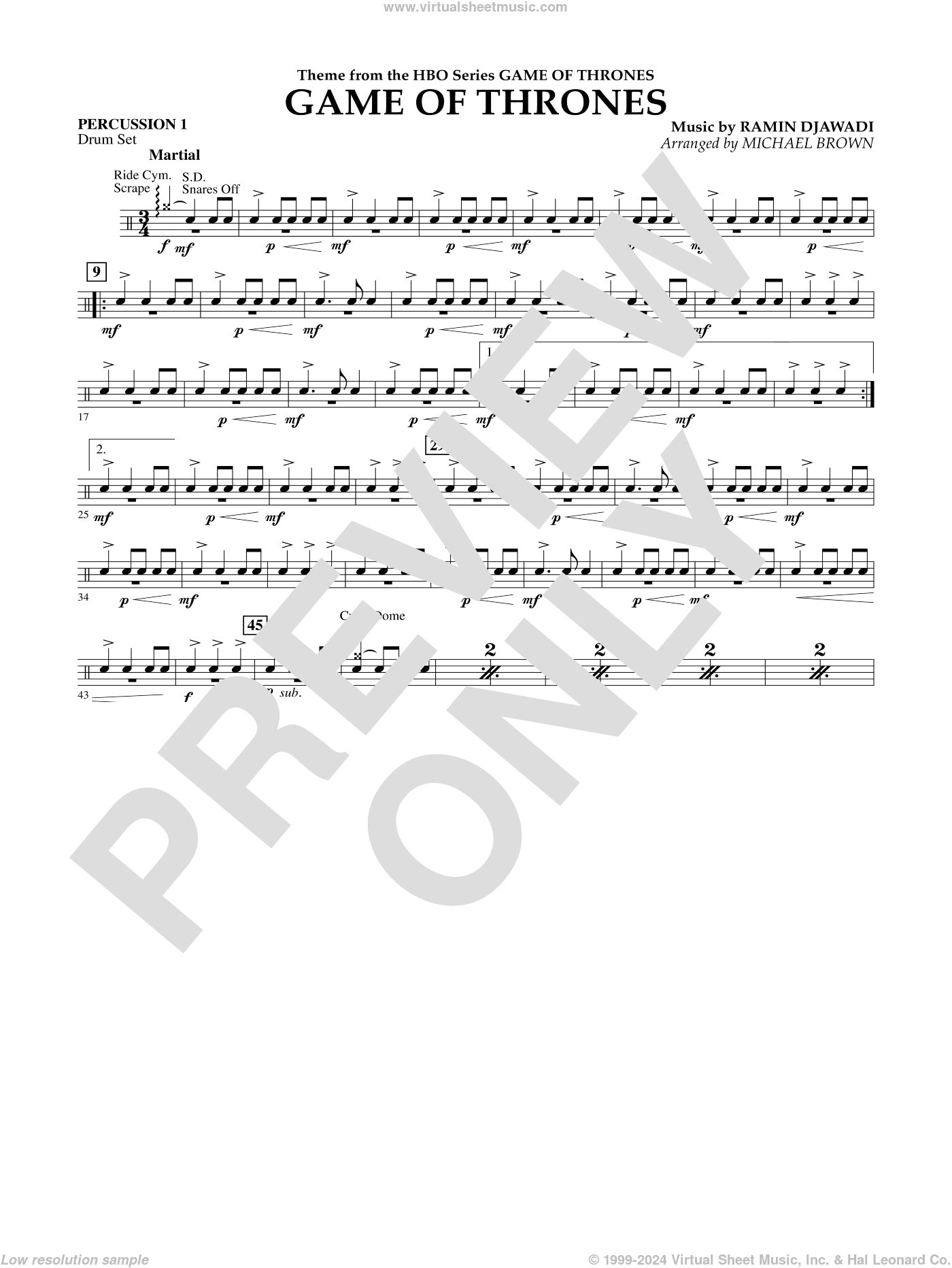 Game Of Thrones (arr. Michael Brown)