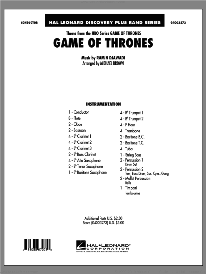 Game of Thrones - Main Title (arr. Michael Brown)