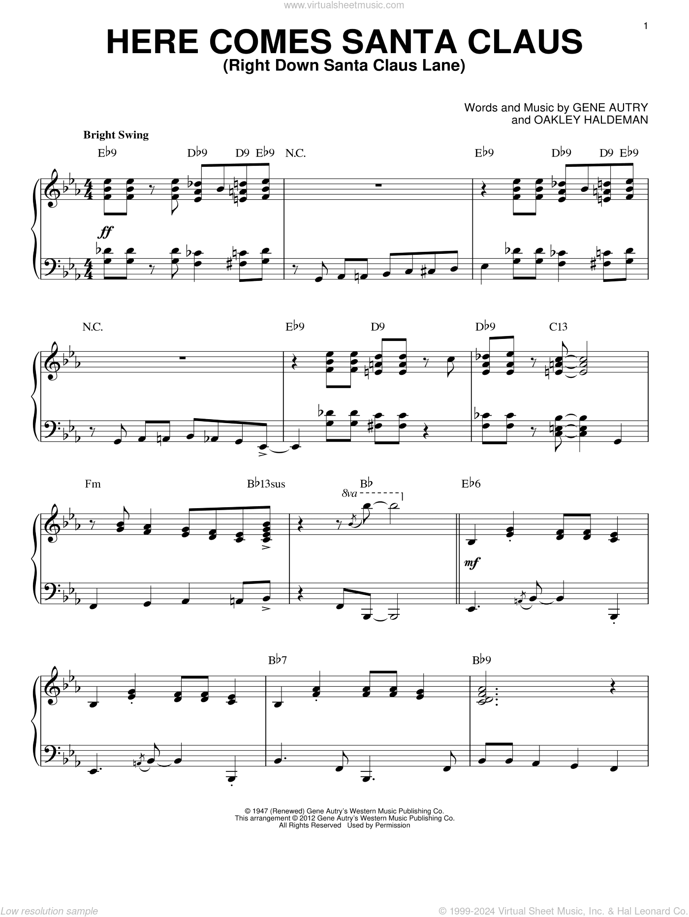 Here Comes Santa Claus (Right Down Santa Claus Lane) [Jazz version] (arr. Brent Edstrom)