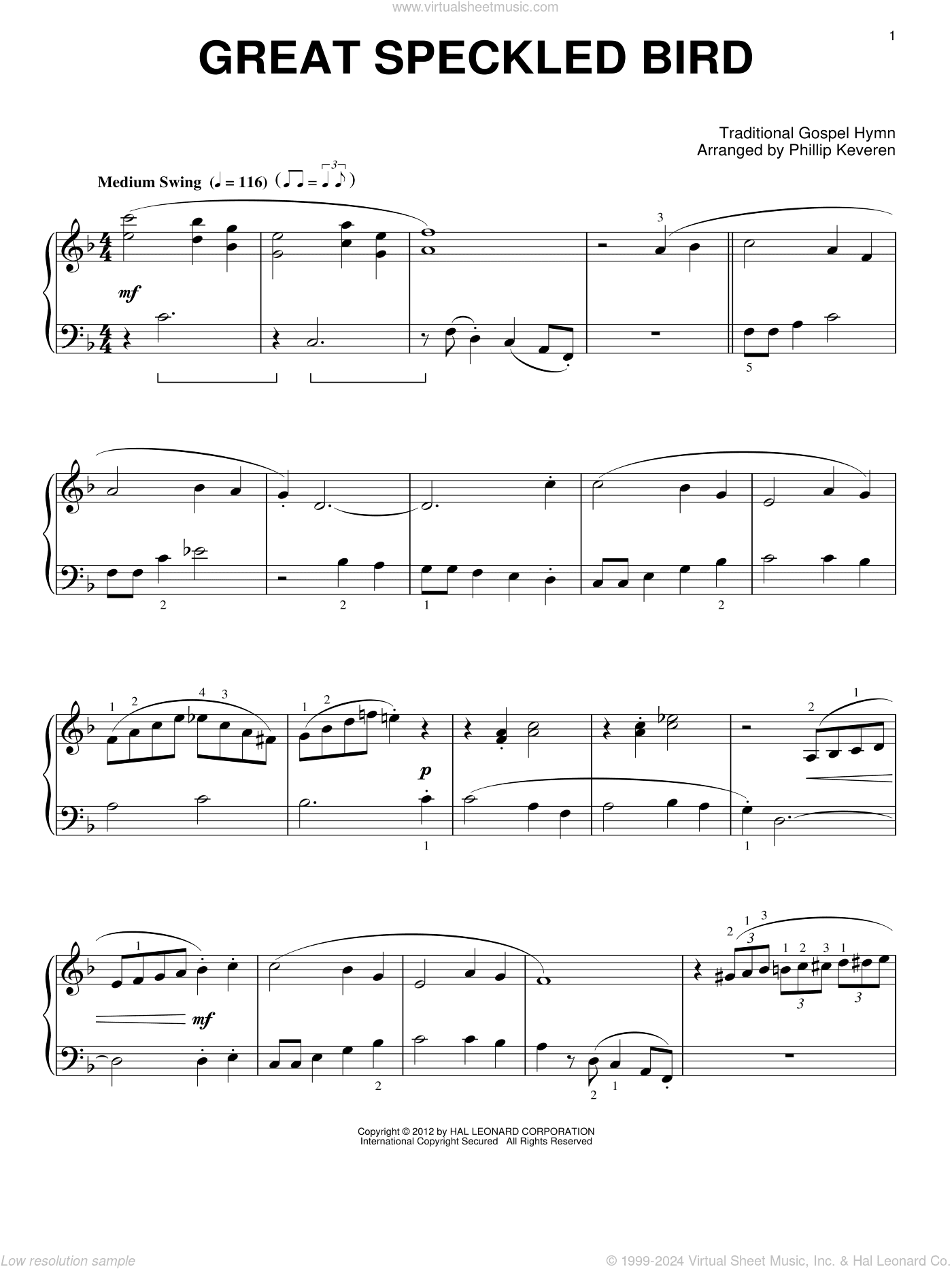 Great Speckled Bird (arr. Phillip Keveren)