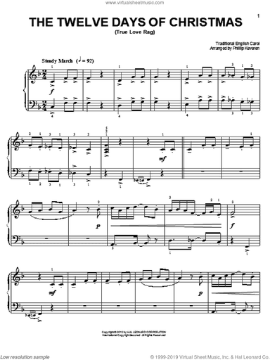 The Twelve Days Of Christmas [Ragtime version] (arr. Phillip Keveren)