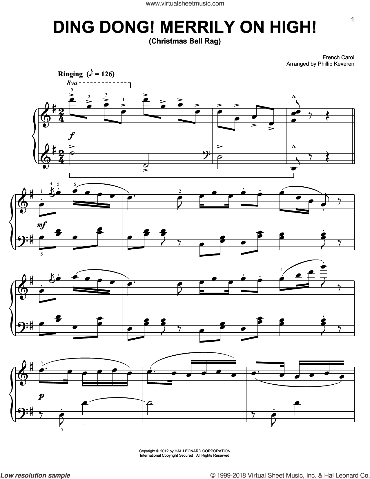 Ding Dong! Merrily On High! [Ragtime version] (arr. Phillip Keveren)