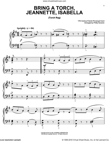 Bring A Torch, Jeannette, Isabella [Ragtime version] (arr. Phillip Keveren)