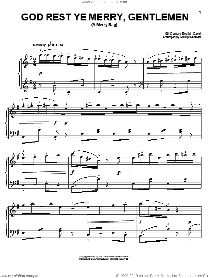 God Rest Ye Merry, Gentlemen [Ragtime version] (arr. Phillip Keveren)
