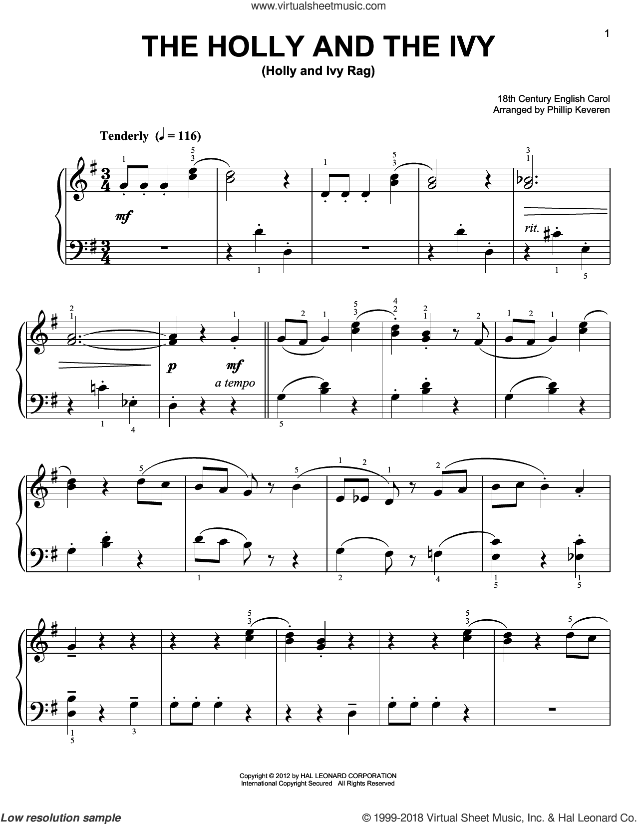 The Holly And The Ivy [Ragtime version] (arr. Phillip Keveren)